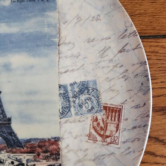 Eiffel Towel Paris decorative ceramic plate with metal plate holder - Picture 7 of 11